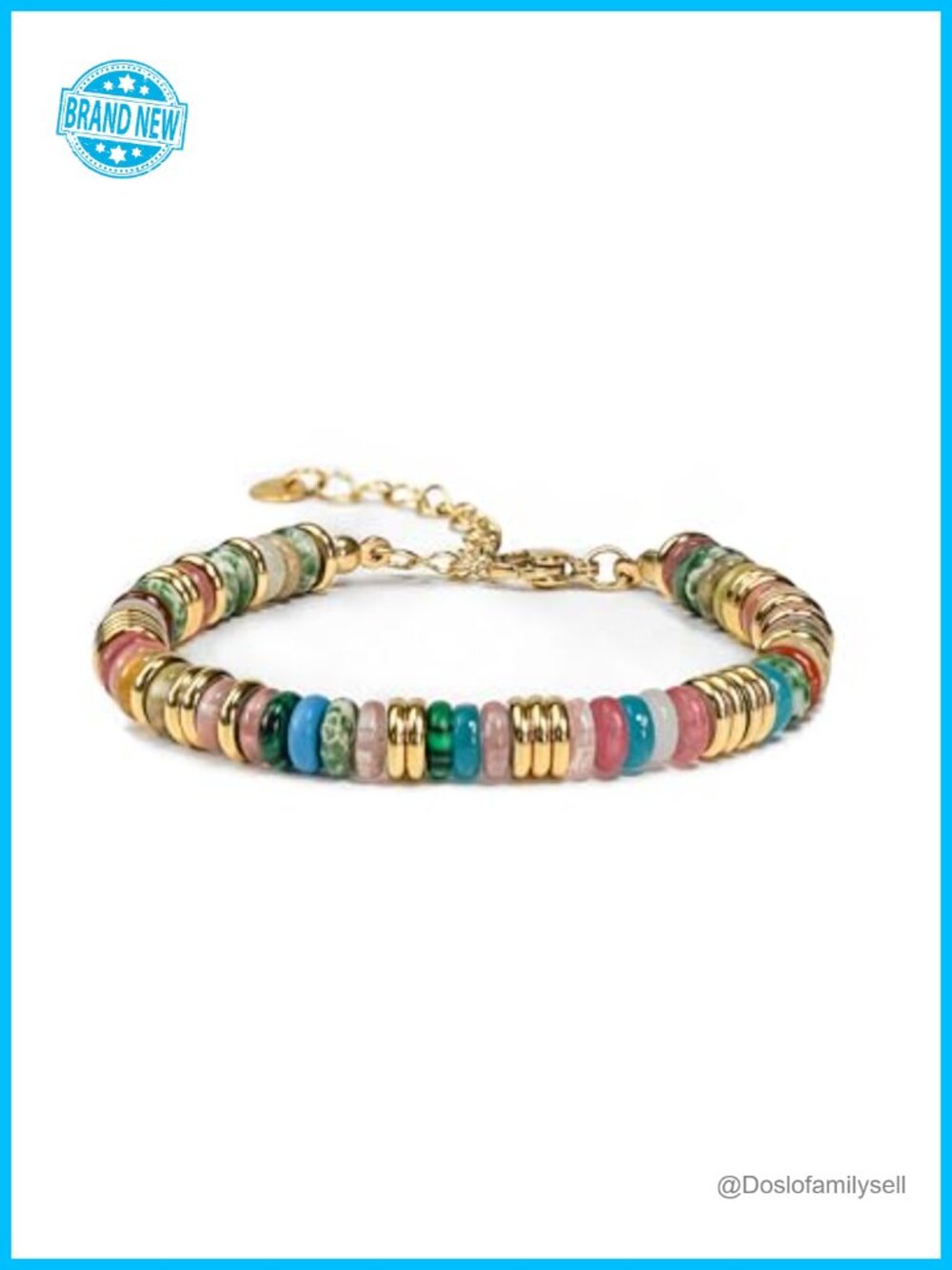 18K Gold Plated Stack Bangle Beaded Stone Bracelet Set